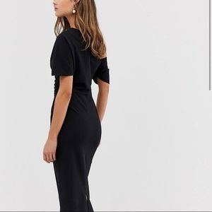 Pleated Shoulder Pencil Dress